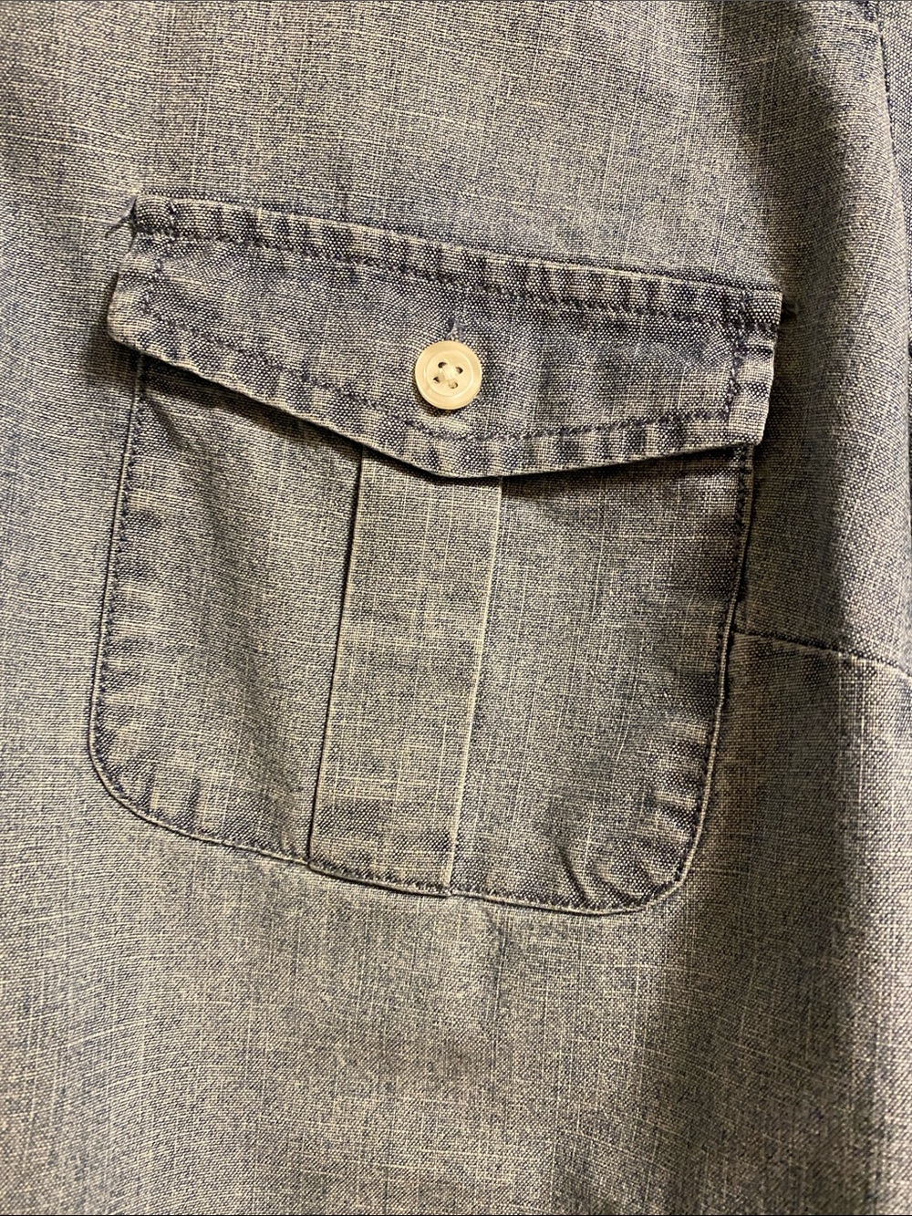 J. Crew Grey Blue Chambray Cotton Button-Up Shirt MP - Picture 6 of 13